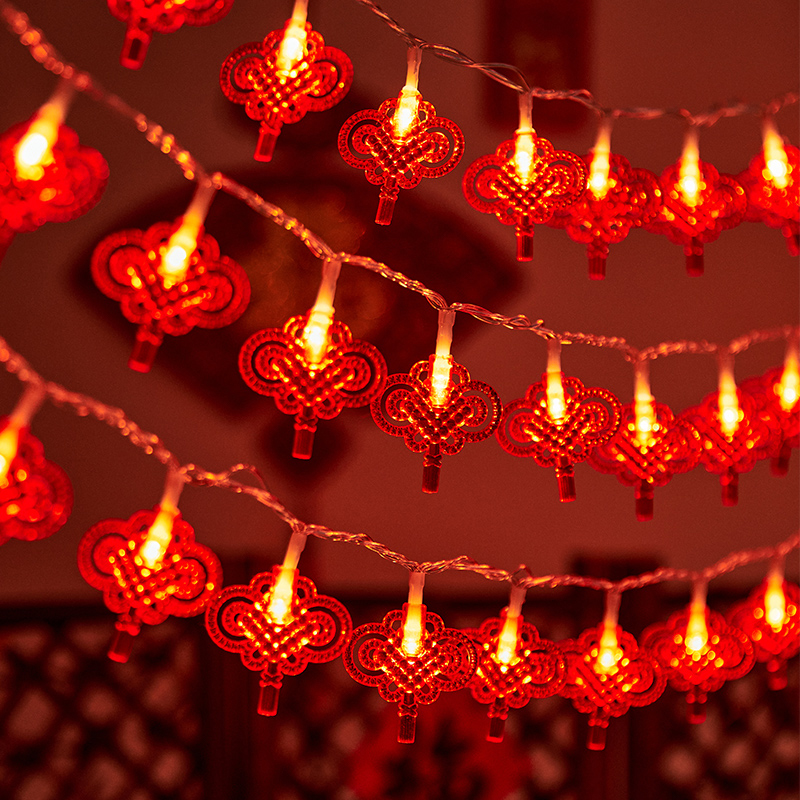 新年红色吉祥如意中国结led彩灯