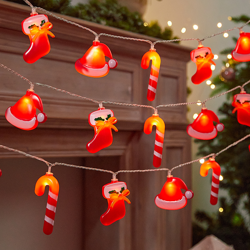 圣诞节装饰品拐杖灯串场景布置