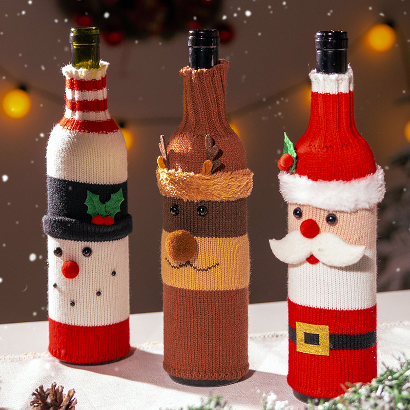 卡通圣诞老人酒瓶装饰品餐厅