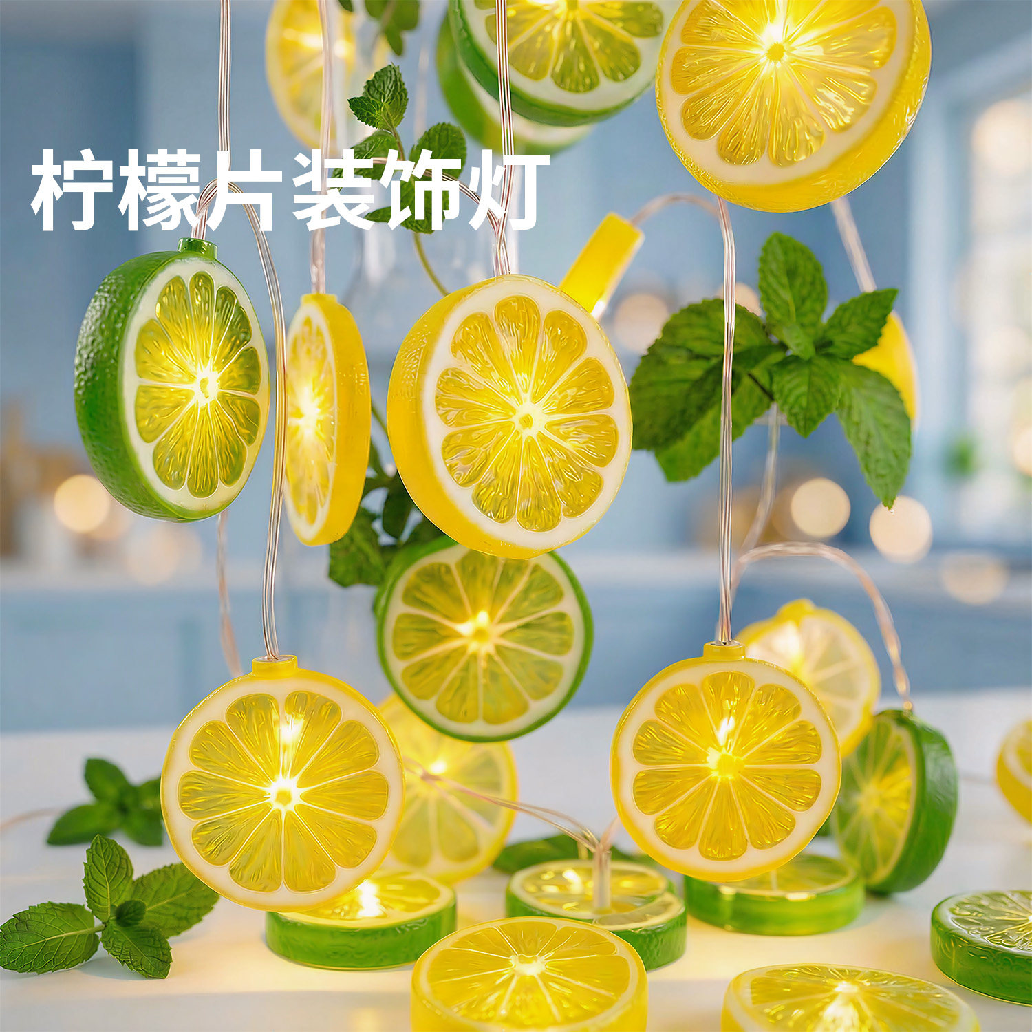 柠檬片装饰灯夜市摆摊氛围灯地摊串灯后备箱装饰彩灯LED网红灯串