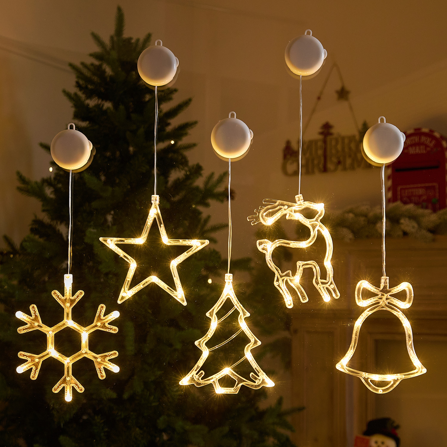 圣诞节装饰挂灯透明铃铛吸盘灯