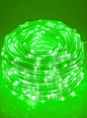 绿色LED彩灯闪灯串灯太阳能皮线灯24v低压户外庭院露营防水灯
