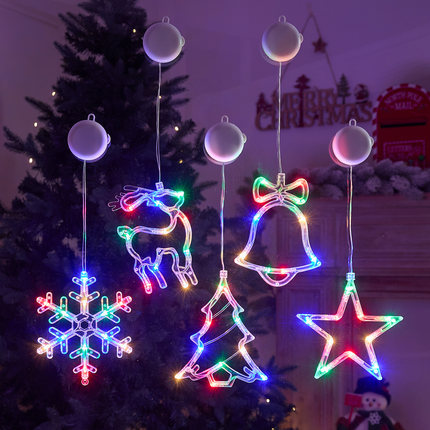 圣诞LED玻璃窗贴吸盘灯圣诞节发光氛围场景布置装饰创意彩灯挂件