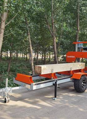 SW26G轮胎移动卧式锯木机木材切片柴油锯木机轮式小型汽油带锯机