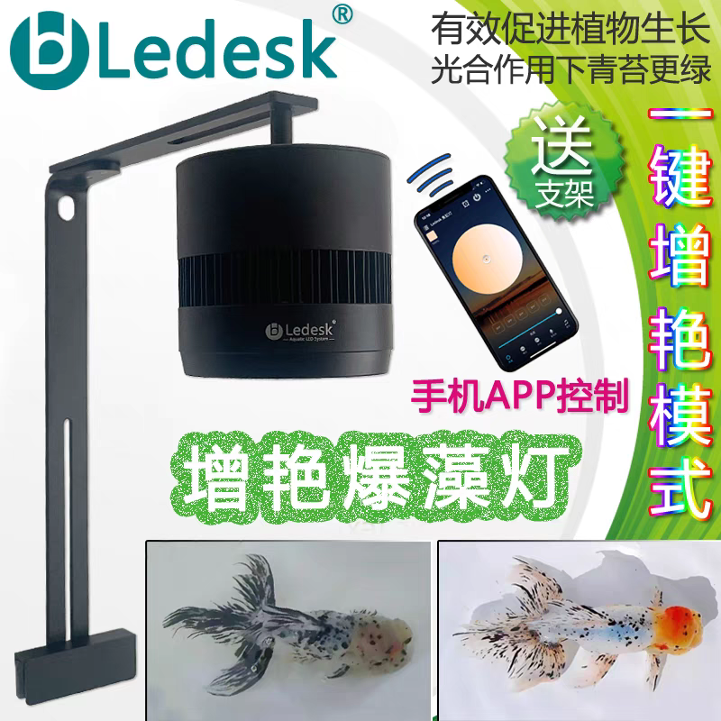 乐迪金鱼缸爆藻出苔灯 全光谱LED筒灯马兰寿印 增艳色植物生长灯
