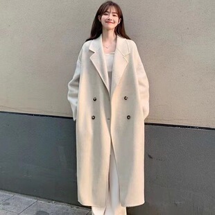 2026春秋季新款爆款韩版呢子中长款女士宽松西装领毛呢大衣外套女