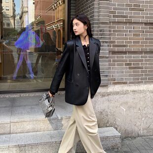 皮衣外套女 宽松高档百搭气质皮上衣洋气西装 高级感2026春秋季 新款