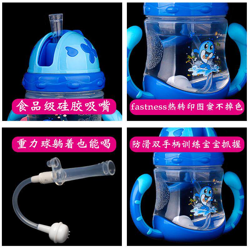 宝宝喝水杯带吸管防摔防漏防呛1-3岁2儿童杯子小孩水瓶婴儿学饮杯