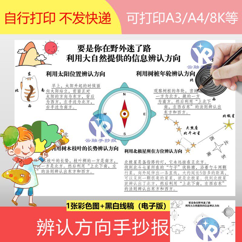 y1252位置与方向天然指南针要是你在野外迷了路手抄报电子版