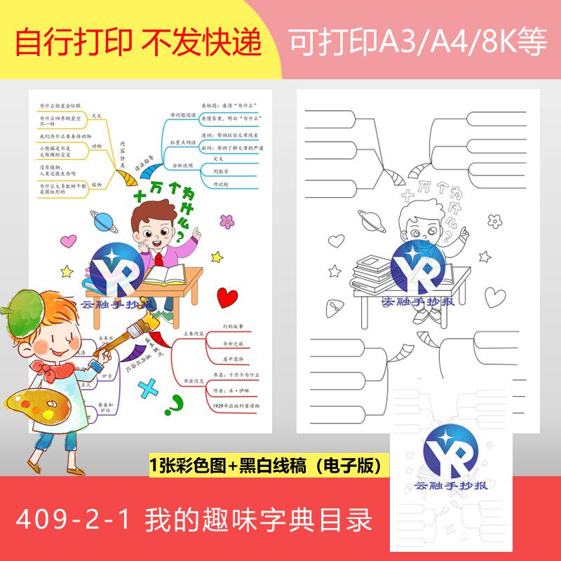 409-2-1十万个为什么思维导图阅读必读书小报手抄报电子版竖向