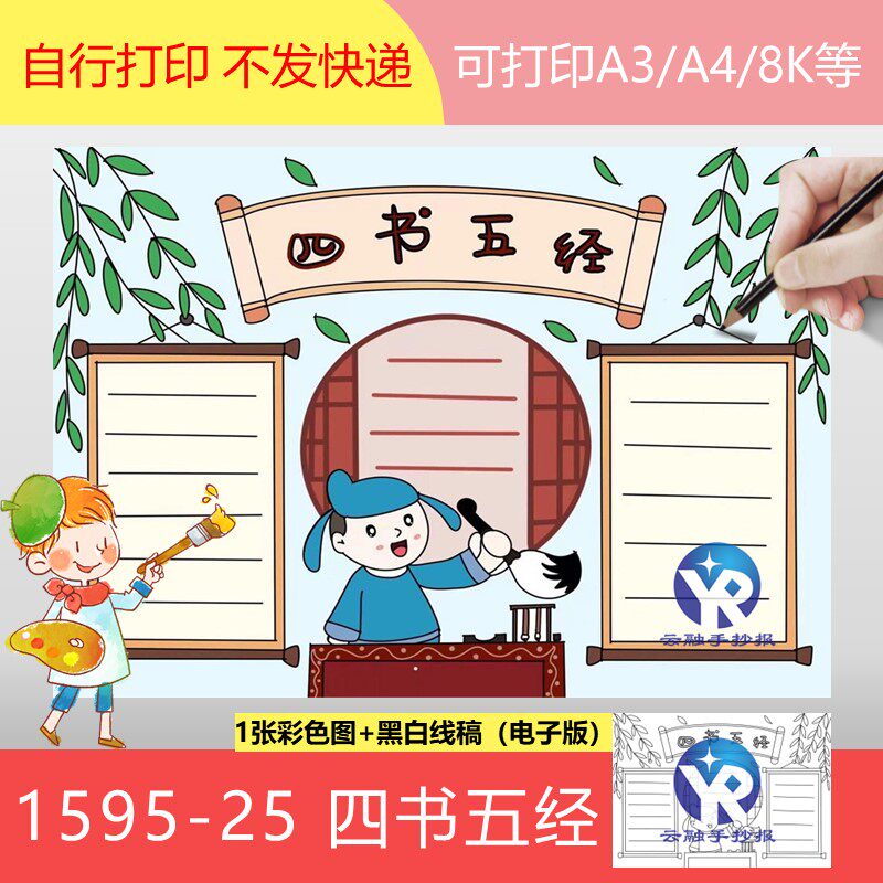 1595-25国学四书五经手抄报模板电子版课外知识积累中国传统文化