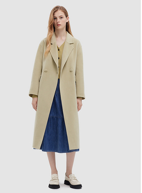 ELLASSAY歌力思冬季新款100%绵羊毛翻领双面呢大衣女EWD344D01800