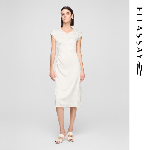 ELLASSAY歌力思2026夏季新款桑蚕丝暗纹提花连衣裙女EWW362Y06300