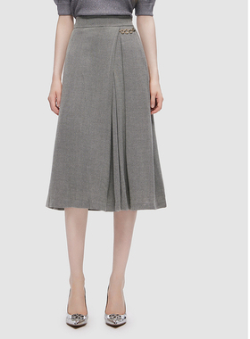 ELLASSAY歌力思秋冬新款简约优雅气质感百褶半身裙女EWF334Q00700