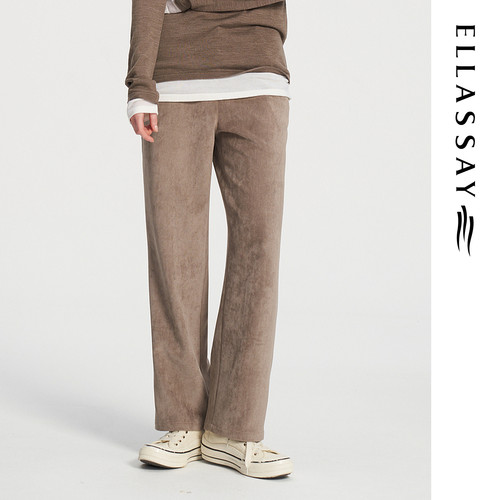ELLASSAY歌力思秋季新款气质质感百搭绒面休闲裤女EWW354K00200