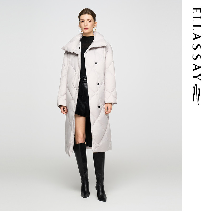 ELLASSAY歌力思冬季新款鹅绒单排扣立领长款羽绒服女EWW354L02700,女装/女士精品,羽绒服,淘宝优惠券,粉丝福利购,淘宝优惠卷
