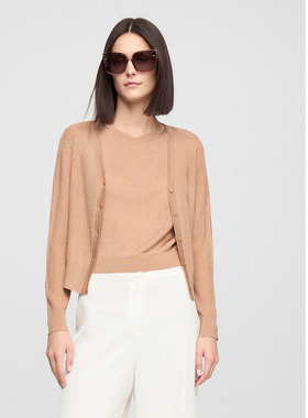 ELLASSAY歌力思春夏新款坑条肌理驼色针织衫套装女EWE362M07100