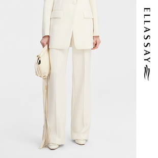 女EWF343K00500 绵羊毛高腰直筒西裤 ELLASSAY歌力思秋季 新款