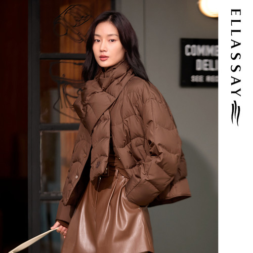 ELLASSAY歌力思2026冬季新款配围巾面包鹅绒羽绒服女EWW364L01700