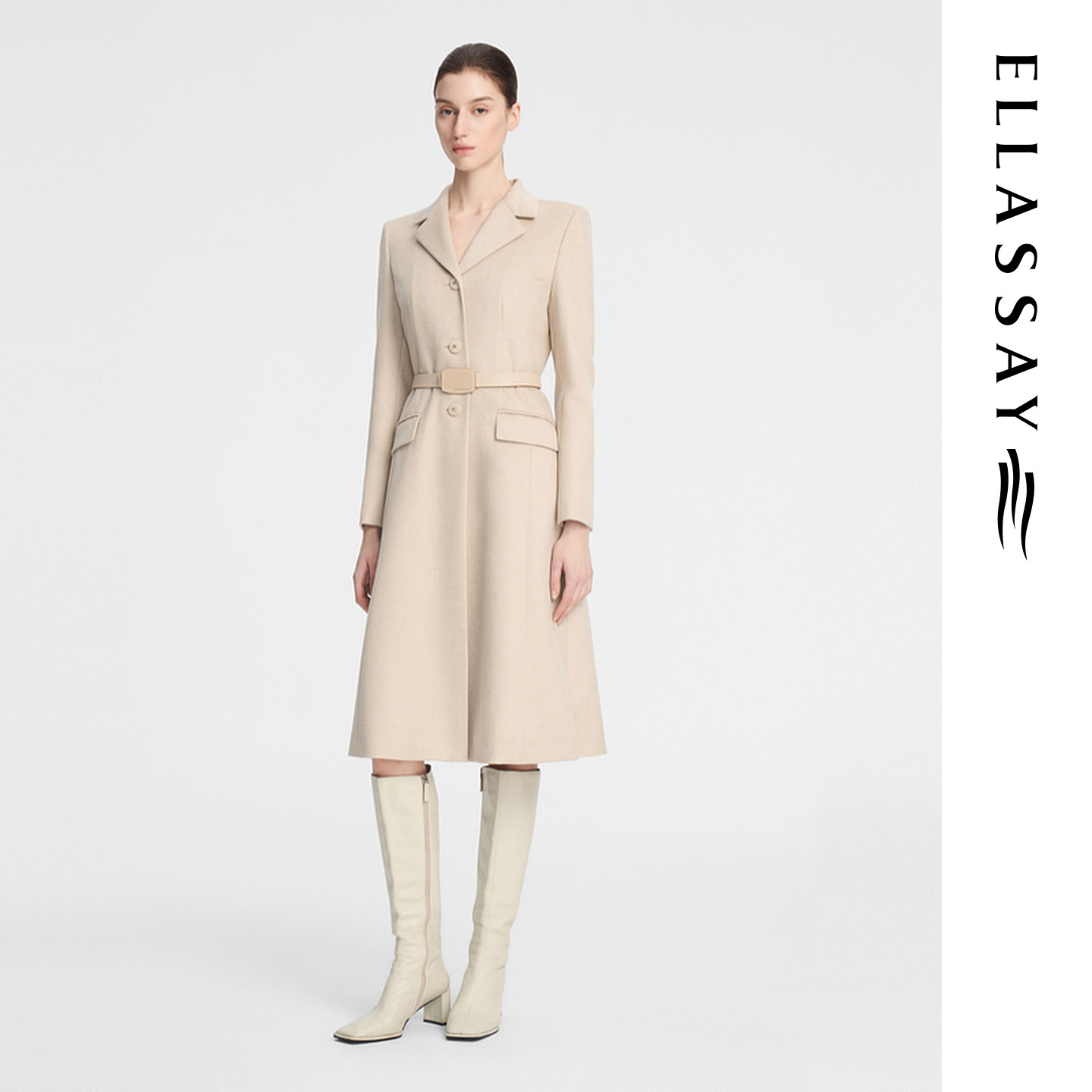 ELLASSAY歌力思秋季新款绵羊毛高级感连衣裙式风衣女EWF353F01000,女装/女士精品,风衣,淘宝优惠券,粉丝福利购,淘宝优惠卷