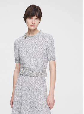 ELLASSAY歌力思春季新款交织粒粒棉简约套头针织衫女EWF351M02500