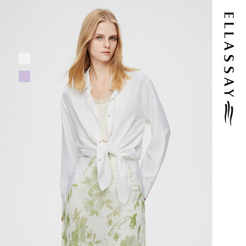 ELLASSAY歌力思春季新款100%桑蚕丝百搭设计感衬衫女EWB362C01400