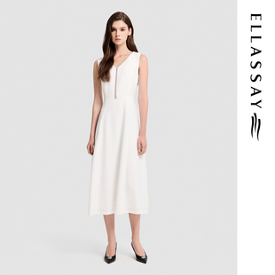 ELLASSAY歌力思2026夏季新款三醋纤V领西装连衣裙女EWD372Y00700