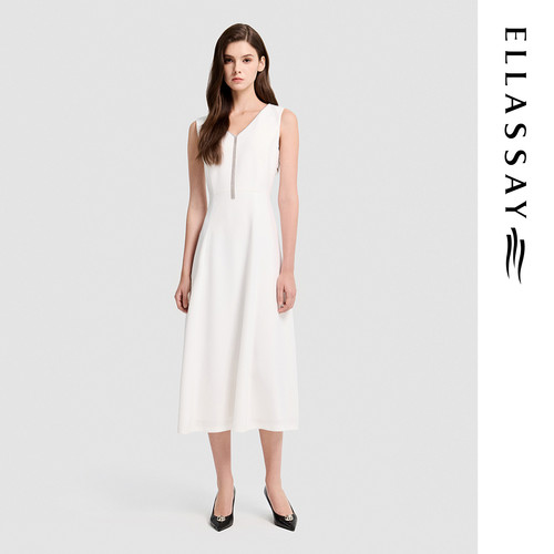 ELLASSAY歌力思2026夏季新款三醋纤V领西装连衣裙女EWD372Y00700