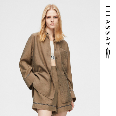 ELLASSAY歌力思春季新款莱赛尔舒适高雅桑蚕丝衬衫女EWB362C01100