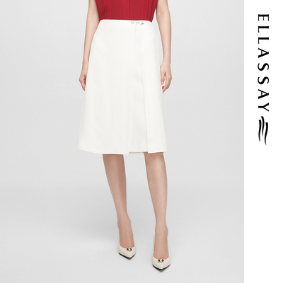 ELLASSAY歌力思夏季新款凉感醋酸亚麻简约A字半裙女EWE362Q01300