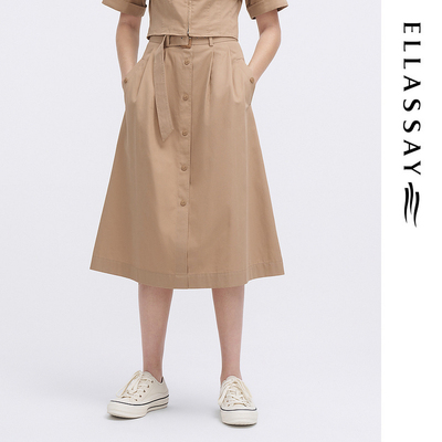 ELLASSAY歌力思早春新款时尚纯棉高腰OL气质半身裙女EWW341Q01500