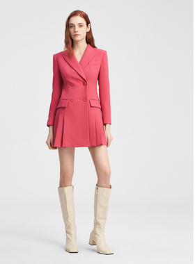 ELLASSAY歌力思秋冬新款肌理柔雾花纱料连衣裙女EWE344Y02000