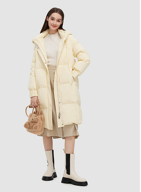 ELLASSAY歌力思冬季新款中长款休闲连帽鹅绒羽绒服女EWD344L02900