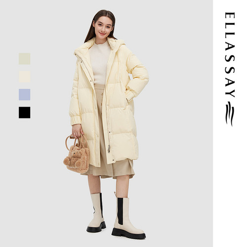 ELLASSAY歌力思冬季新款中长款休闲连帽鹅绒羽绒服女EWD344L02900