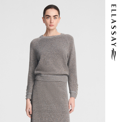 ELLASSAY歌力思秋冬新款绵羊毛编织袖口套头针织衫女EWF354M09200