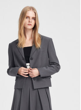 ELLASSAY歌力思2026春季新款绵羊毛学院风灰色西装女EWB351T00500