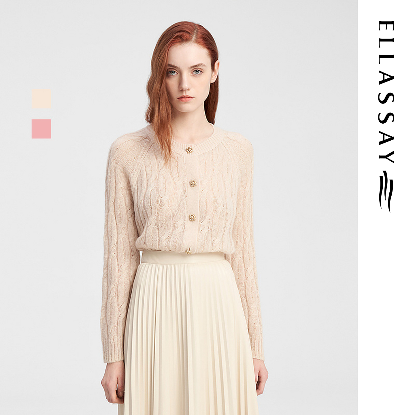 ELLASSAY歌力思秋季新款马海毛编织感针织衫女EWE343M00900