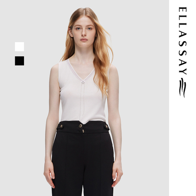 ELLASSAY歌力思夏季新款显瘦百搭V领背心式针织衫女EWD352M04100