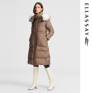 工装 经典 风连帽鹅绒羽绒服女EWW344L00600 新款 ELLASSAY歌力思冬季