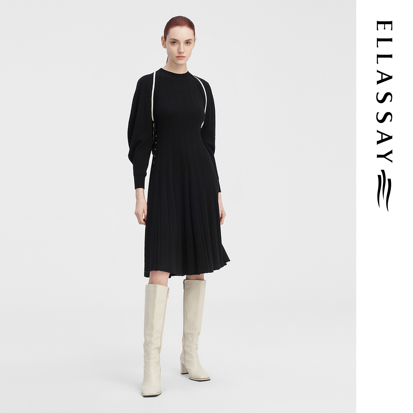 ELLASSAY歌力思秋冬新款真两件简约时尚连衣裙女EWF344M01400