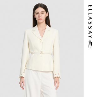 醋纤简约单排扣西装 女EWD371T00300 新款 ELLASSAY歌力思2026春季