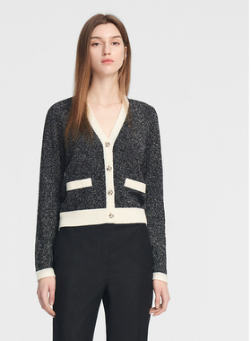 ELLASSAY歌力思秋季新款柔软舒适圈圈纱V领针织衫女EWE354M11600