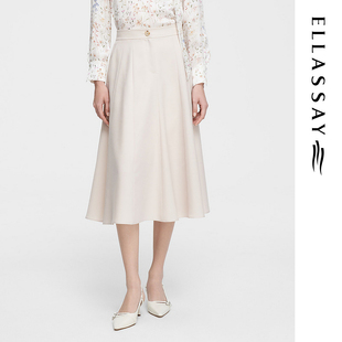 ELLASSAY歌力思2026春季 肌理羊毛优雅迷笛半身裙EWE351Q03300 新款