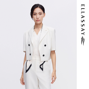 ELLASSAY歌力思春夏新款设计感通勤休闲条纹西装女EWE342T01000