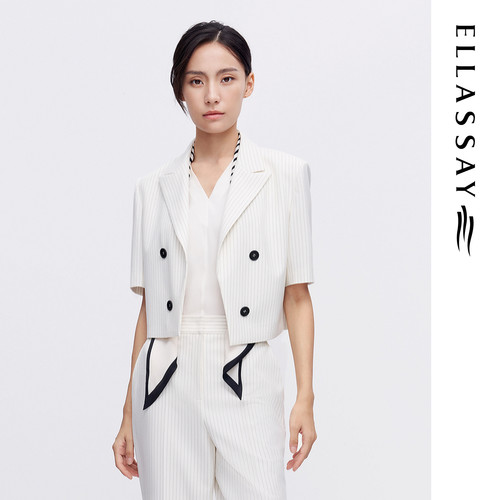 ELLASSAY歌力思春夏新款设计感通勤休闲条纹西装女EWE342T01000
