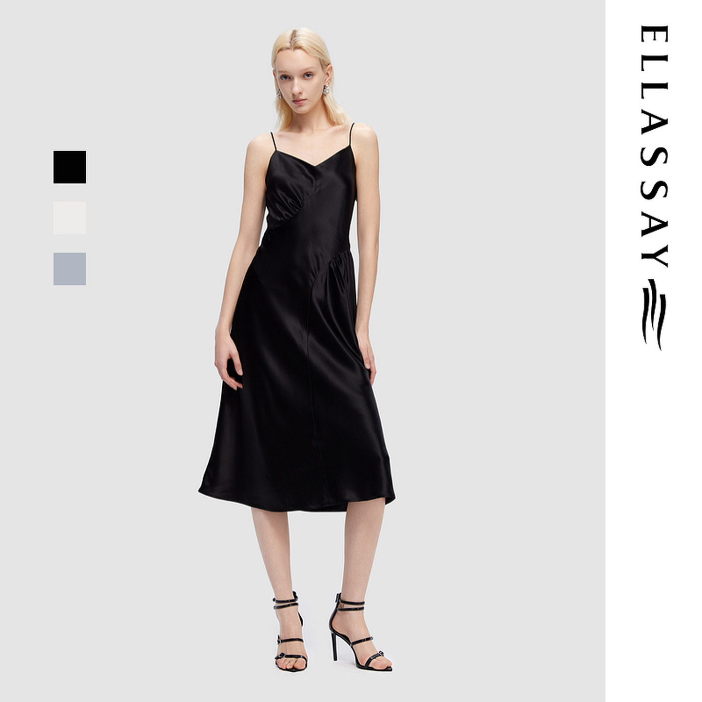 ELLASSAY歌力思春夏新款丝光高级感气质吊带连衣裙女EWD352Y08600