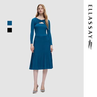 ELLASSAY歌力思秋季新款绵羊毛时尚中长款连衣裙EWD353M01200