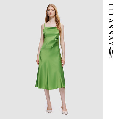 ELLASSAY歌力思夏季新款醋酸薄荷曼波气质连衣裙女EWD353Y02800