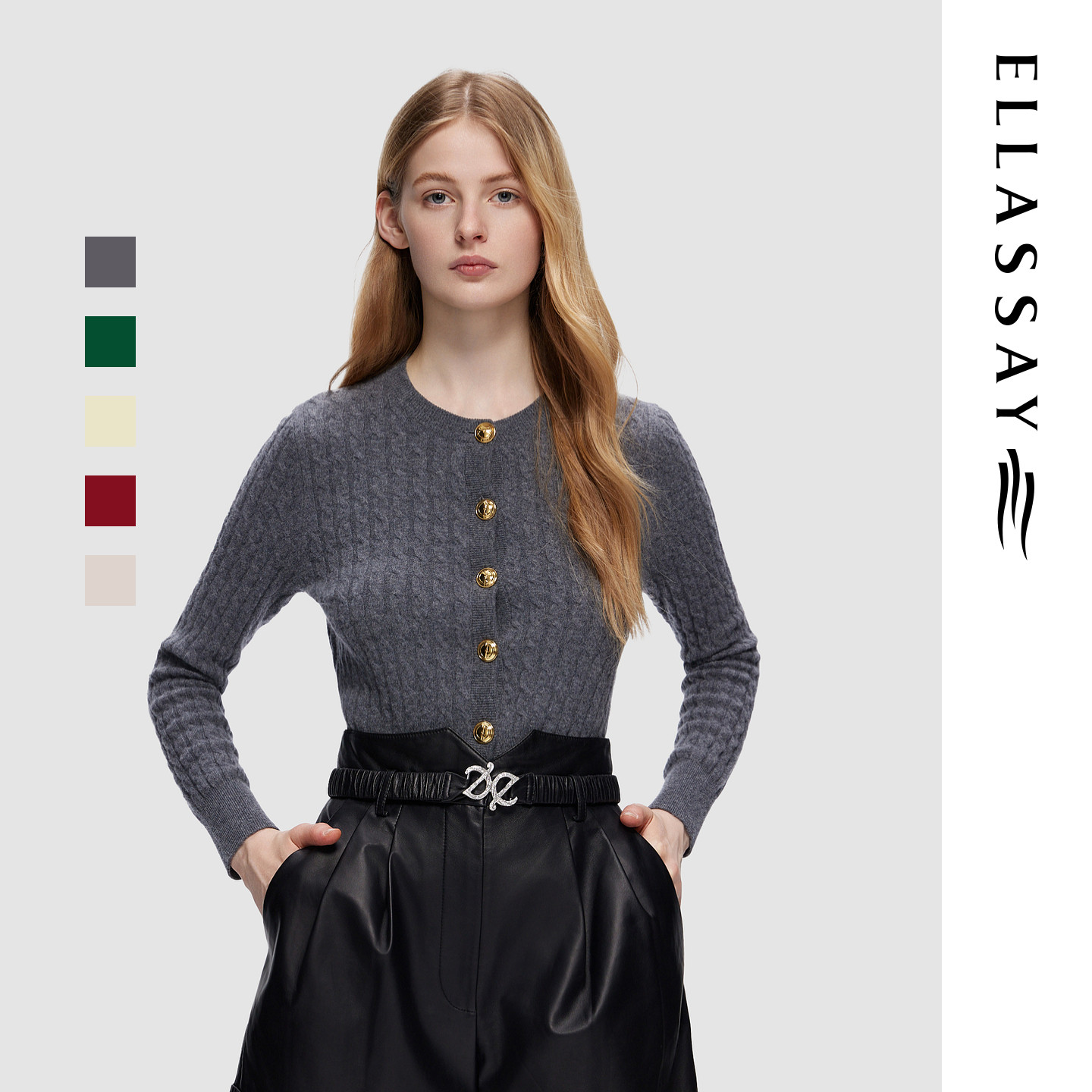 ELLASSAY歌力思秋季新款绵羊毛简约休闲圆领针织衫女EWD353M02600