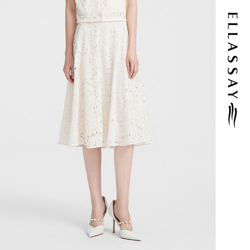 ELLASSAY歌力思夏季新款挺阔蕾丝提花半身裙女EWE352Q01500